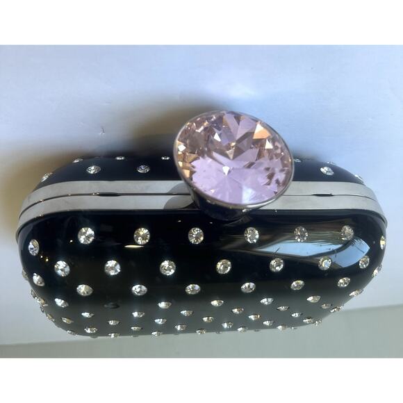 Jimmy Choo Plastic Rhinestone Pink Crystal Black clutch Bag - Picture 8 of 16